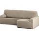 Husa elastica canapea fara brate 3 locuri, jacquard bej inchis, 180-200cm, model Iria.