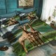 Lenjerie de pat 3D din finet cu 6 piese, Pucioasa, model pisică bengaleză gri, cod FN3D71, design realist și adorabil