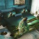 Lenjerie de pat 3D din finet cu 6 piese, Pucioasa, model pisică bengaleză gri, cod FN3D71, design realist și adorabil