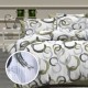 Lenjerie pat dublu creponata 160x200 cm bumbac, cercuri gri, set 4 piese pentru saltea 160x200 cm, design delicat si elegant.