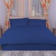 Lenjerie cu cearceaf pat cu elastic - saltea de 140x200cm, damasc policoton, IMP11 Blue