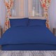 Lenjerie cu cearceaf pat cu elastic - saltea de 180x200cm, damasc policoton, IMP11 Blue