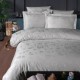 Lenjerie pat dublu Corina Galben cu fluturi, culoare galben, 6 piese, Jacquard Satin
