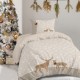 Lenjerie Craciun pat 1 persoana Tisa, bumbac, crengute decorative si fructe rosii