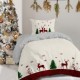 Lenjerie Craciun pat 1 persoana Tisa, bumbac, crengute decorative si fructe rosii