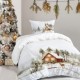 Fata de masa craciun glow bumbac 100% 140x320cm cu cabana si peisaj de iarna