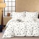 Lenjerie pat 1 persoana crem cu buline negre, bumbac percale, fabricata in Romania