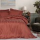 Lenjerie de pat bambus si bumbac Stripe Ecru cu design rafinat si textura fina