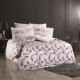 Lenjerie de pat poplin cu pene turcoaz și flamingo, din bumbac 100%, set de 4 piese