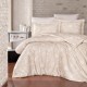Lenjerie de pat First Choice Advina Eclipse bumbac satinat 220 TC bleumarin cu imprimeu floral ton pe ton
