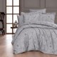 Lenjerie de pat First Choice Advina Eclipse bumbac satinat 220 TC bleumarin cu imprimeu floral ton pe ton