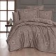Lenjerie de pat First Choice Advina Eclipse bumbac satinat 220 TC bleumarin cu imprimeu floral ton pe ton