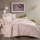 Lenjerie de pat First Choice Lucas Alba bumbac satinat 220 TC cu frunze tropicale alb pe alb