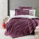 Lenjerie de pat bumbac satin de lux 6 piese First Choice Mesi gri cu design modern si linii