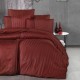 Lenjerie de pat bumbac satin Gri cu 6 piese, design elegant cu dungi discrete și detalii plisate, material de calitate superioară.