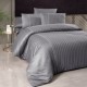 Lenjerie de pat bumbac satin Bej cu 6 piese, design elegant cu dungi discrete și detalii plisate, material de calitate superioară.