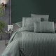 Lenjerie de pat bumbac satin Gri cu 6 piese, design elegant cu dungi discrete și detalii plisate, material de calitate superioară.
