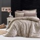 Lenjerie de pat First Choice Rovena Gri bumbac satinat 220 TC model geometric cu triunghiuri si linii pe fond gri argintiu