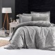 Lenjerie de pat First Choice Rovena Soil bumbac satinat 220 TC model geometric cu triunghiuri maro pe fond crem bej