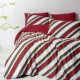 Lenjerie pat Craciun bumbac ranforce Jolly Red cu dungi rosii si albe Cozy Home