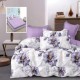 Lenjerie de pat cu elastic din finet, 6 piese, mov cu pene multicolore și fluturi