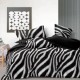 Lenjerie de pat dublu din finet cu 6 piese cu imprimeu zebra alb negru