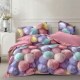 Lenjerie de pat dublu din finet cu 6 piese pom pom pastel