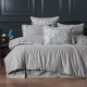 Lenjerie de pat Florence Rock din bumbac egiptean Silk Satin 400 TC, taupe, cu aplicații decorative vegetale.