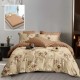 Lenjerie pat dublu finet 6 piese, design cu flori bej M528