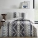Lenjerie de pat din bumbac ranforce Tac, design modern cu motive geometrice în nuanțe de albastru și gri, set 4 piese