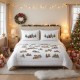 Lenjerie Craciun 3D pat dublu Tisa alba din bumbac 100% ranforce