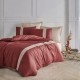 Lenjerie de pat cu bordură ornamentală 4 piese Clasy Home Olerin, detalii ornamentale, fundal crem, bumbac 100% ranforce