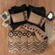 Lenjerie de pat Cotton Box Mirely Tile Red, realizată din bumbac 100% ranforce, cu broderii în relief, set 6 piese, culori roșu cărămiziu și negru.