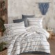 Lenjerie pat dublă bumbac ranforce cu broderie florală Clasy Home Eterna