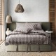 Lenjerie pat dublu bumbac 100% ranforce MySleep Harbor bej cu dungi antracit și funde decorative