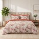 lenjerie de pat dublu cu elastic Rose Harmony cu trandafiri Cotton Pro Pucioasa bumbac ranforce premium model floral roz