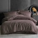 Set lenjerie de pat dublu, damasc satinat negru, 4 piese, design modern, Ralex Pucioasa