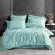 Set lenjerie de pat dublu, damasc satinat negru, 4 piese, design modern, Ralex Pucioasa