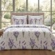 Lenjerie de pat dubla bumbac 100% satinat lavanda buchete mov, 4 piese, fabricata in Romania