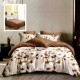Set lenjerie de pat finet 6 piese cu flori crem/maro, cearceaf pilota 200x220 cm