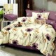 Lenjerie finet cu elastic 6 piese cu flori mov, cearceaf pilota 200x220 cm