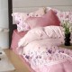 Lenjerie pat finet 6 piese flori bej eleganta, fabricata in Romania