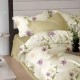 Lenjerie pat finet 6 piese flori bej eleganta, fabricata in Romania