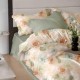 Lenjerie pat finet 6 piese flori bej eleganta, fabricata in Romania