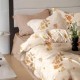 Lenjerie de pat finet cu elastic 6 piese frunze ruginii bej design natural