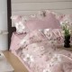 Lenjerie pat finet 6 piese flori bej eleganta, fabricata in Romania