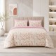Lenjerie de pat dublu Petalique din bumbac ranforce premium cu model de frunze albastre si cearceaf 240x250 cm