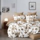 Lenjerie pat dublu finet 6 piese, design cu flori bej M528