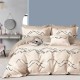 Lenjerie de pat dublu din bumbac percale 100%, model în carouri gri și bej pe fundal crem