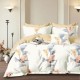 Lenjerie pat percale bumbac 100% cu flori de cală pastel pe fundal verde mentă